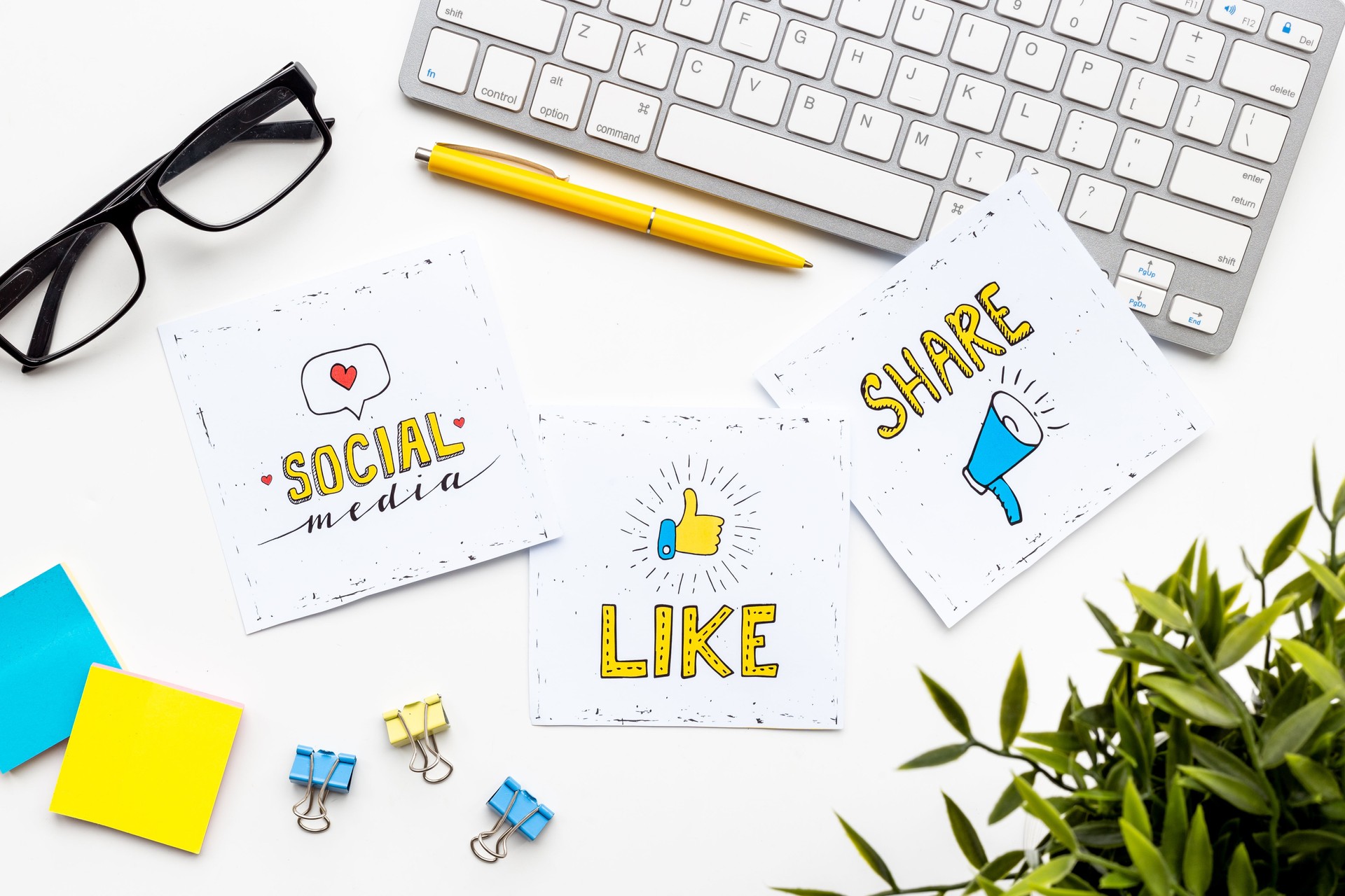 Marketing and promotion on social media concept with icons
